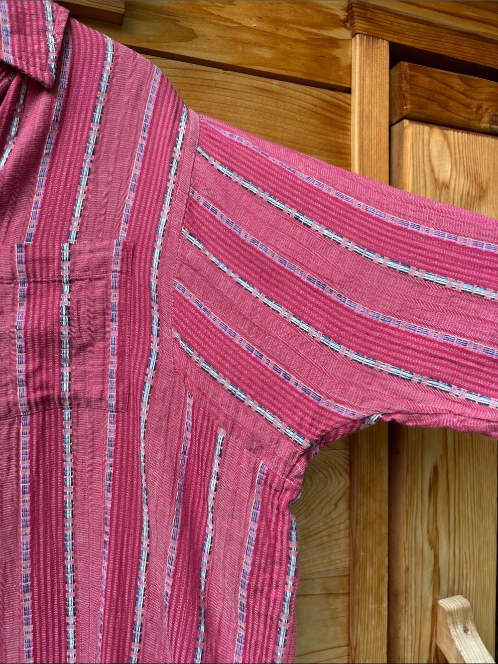 Anthropologie Pilcro The Bo Boyfriend Metallic Stripe Button Down Shirt XS Pink - Picture 9 of 12